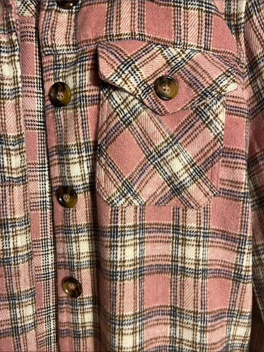 Franki Pink Plaid Button-Front Shacket Size Youth 12